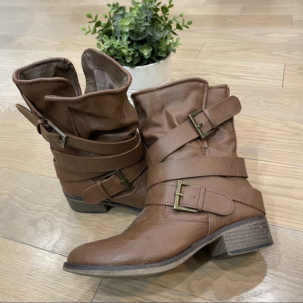 Brown Moto Boots